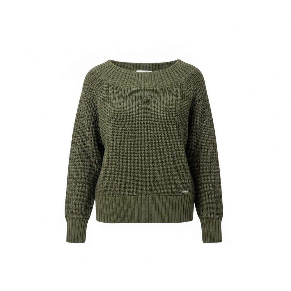 Hollister Olive Green Cropped Chunky Knit Sweater